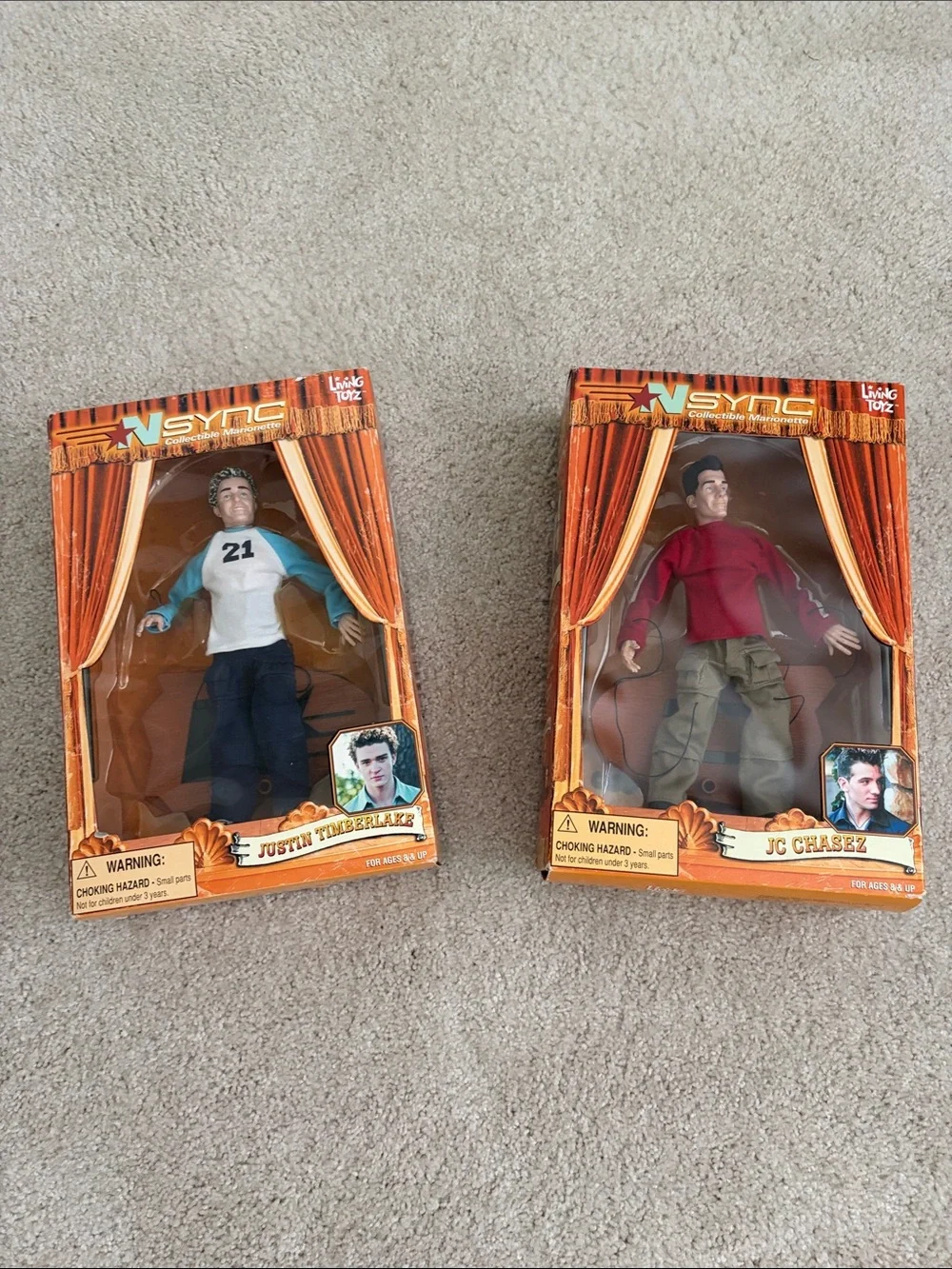NSync Justin Timberlake & JC Chasez Collectible Dolls - Blue, White, Red, Tan